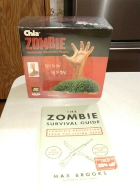 Chia Pet Zombie Handmade Decorative Planter NEW ZOMBIE SURVIVAL GUIDE BOOK SET 
