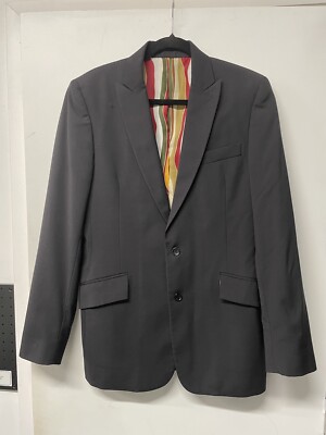 Dolce&Gabbana Solid Black 2 Buttons Peak Lapel Wool Blend Blazer 48R