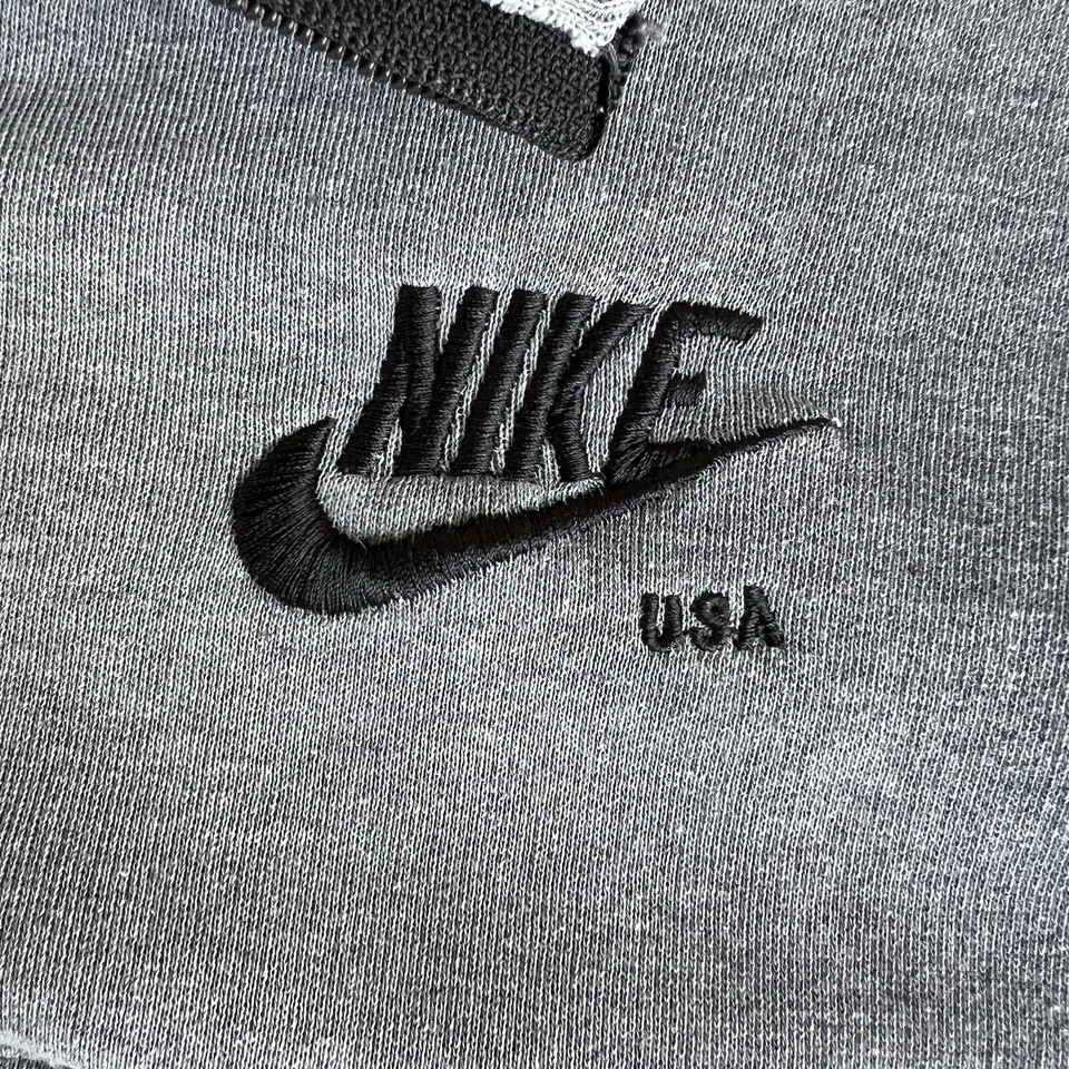 Rare Vintage 70s Nike Quarter Zip Gray Black Cropped Sweatshirt 23.5x22.5” Small - Image 2 of 4