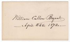 William Cullen BRYANT / Signed Card