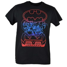 DC Comics Batman Dark Knight Robin Batmobile Outline Hero Blk Tshirt Tee