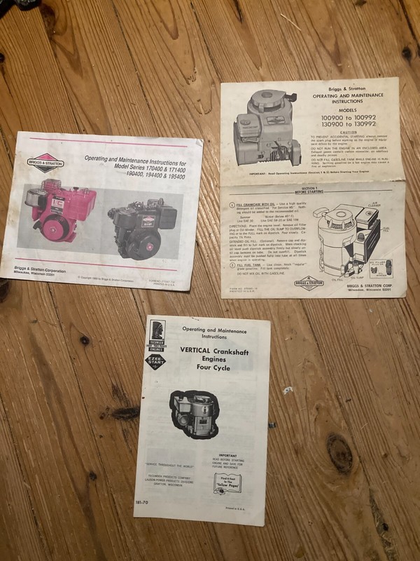 Lot of 3 Vintage Briggs & Stratton & Tecumseh Owners Manuals
