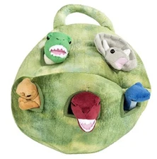 Plush Dinosaur House with Five Dinosaurs in Dinosaur Carrying Case