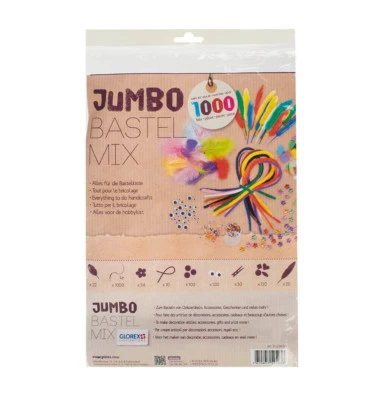 GLOREX JUMBO-BASTEL-MIX Bastelset Bastel-Set Bastelmaterial XL Mischung über 1400 Teile