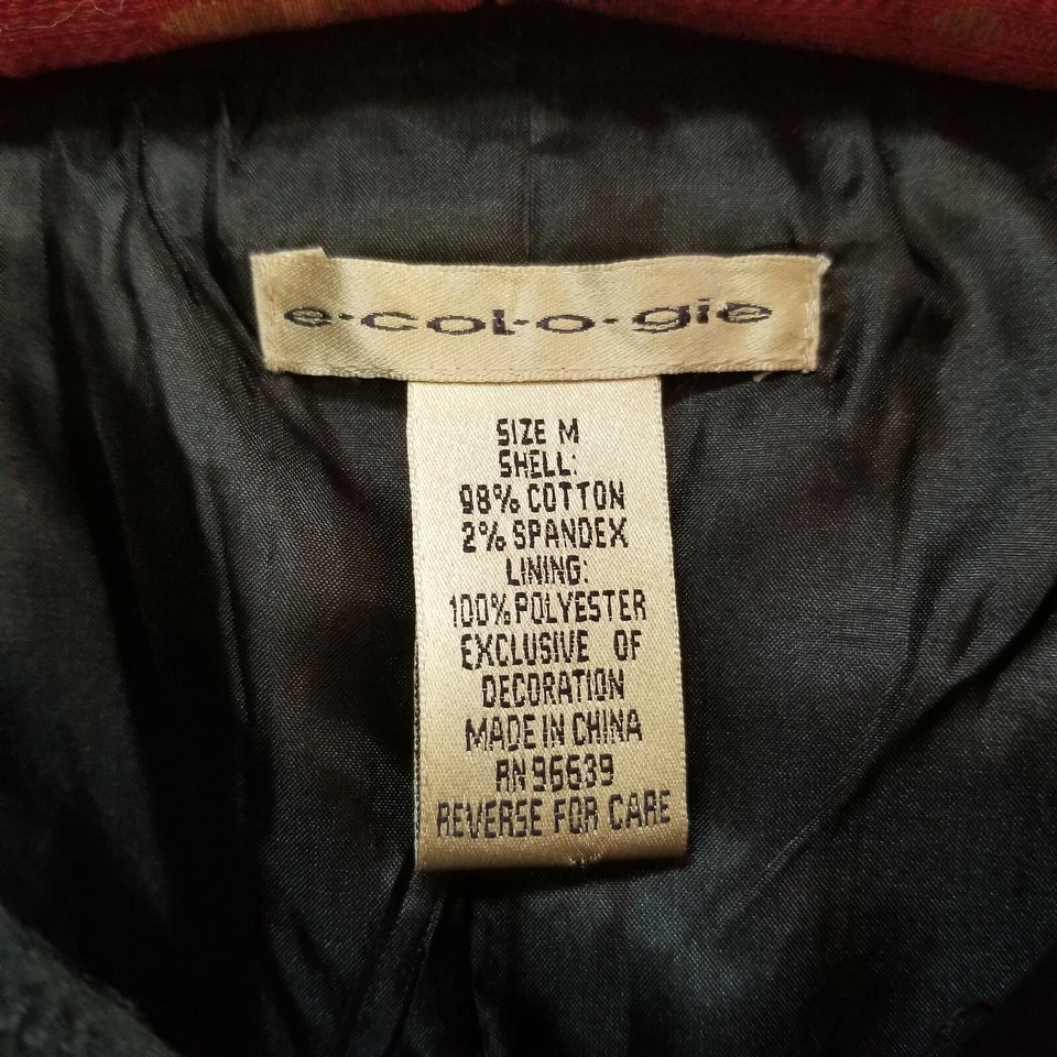 e.col.o.gie Women's Medium Blazer Jacket Embroidered Two-Button Black Lined - Imagem 2 de 4