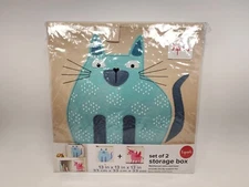 New 3 Sprouts Set of 2 Storage Boxes Cat & Unicorn Animals Bins