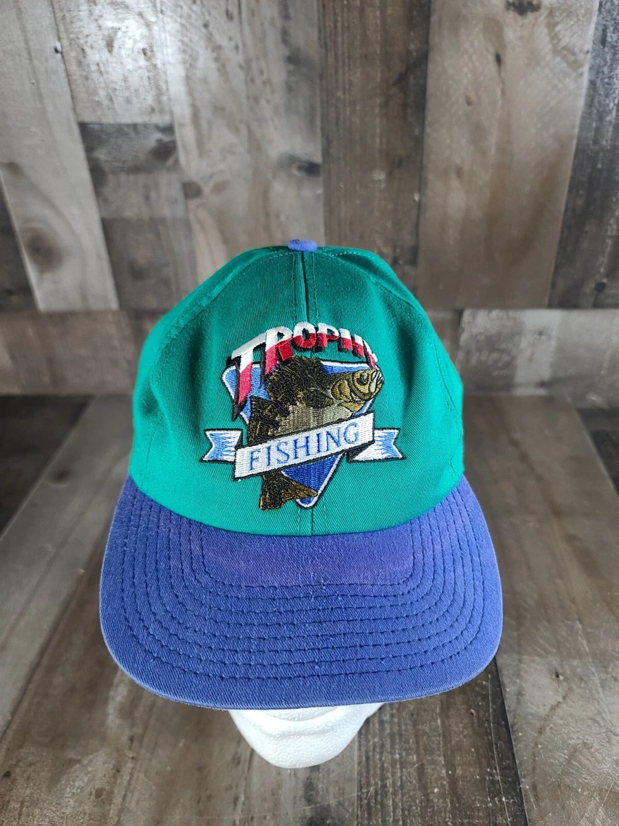 Vintage 90's Made In USA Trophy Fishing hat SnapBack Blue and Green