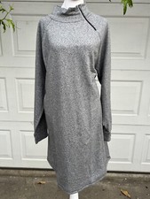 Women's T By Talbots  Gray Long Sleeve Dress Zipper Neck  XL NWOT