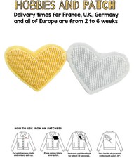lotto 2 x cuori piccoli bianco giallo amore toppa termoadesiva iron coppia patch