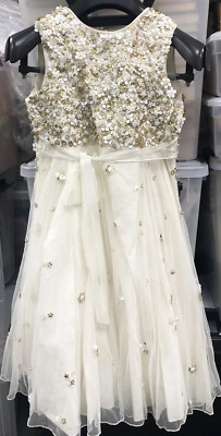 Lesy by Lisette Cosi Girl's Flowered Gold/ Ivory Dress Size 10T