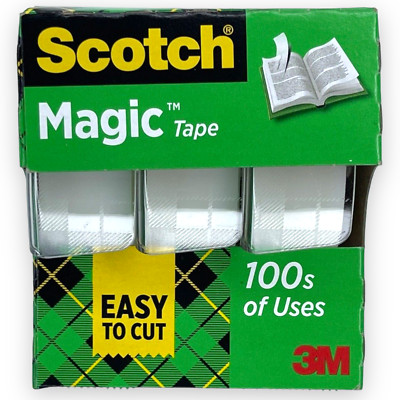 Scotch 3M Magic Tape Dispenser  ¾ in. x 325 in - 3 Rolls BOGO Easy To Cut Matte