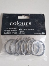 5x Packs of 6 COLOURS B&Q Burnished Brass Effect Curtain Rings 19mm Diameter