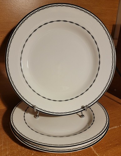 Ciroa CATENA Dinner plate set of 3, 10 1/2", White, Platinum Bands, Excellent - Picture 1 of 9
