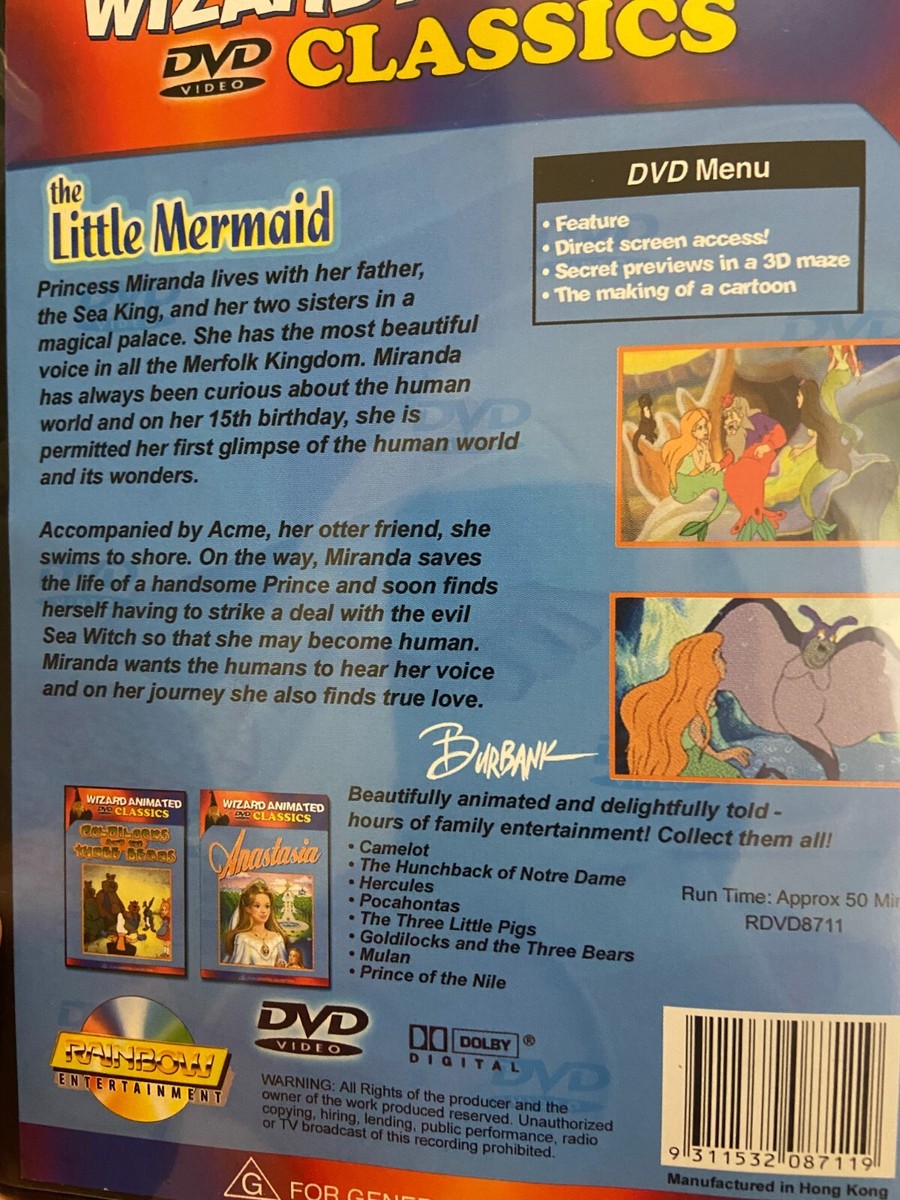 Wizard Animated Classics : The Little Mermaid region 4 DVD (kids