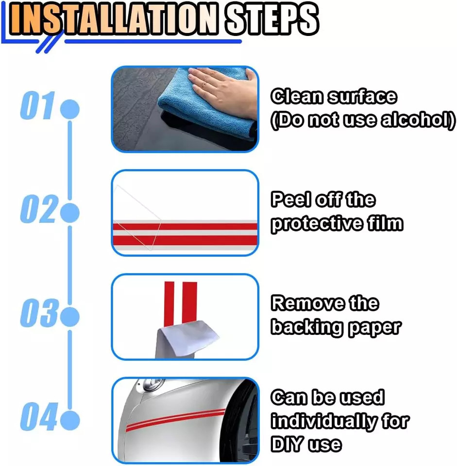 32Feet Vinyl Pinstriping Pin Stripe Double Line Car Tape Decal Sticker 1/6" 1/12