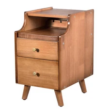 New Modern Nightstand Wood Bedside Table 2 Drawers End Side Table For Bedroom-