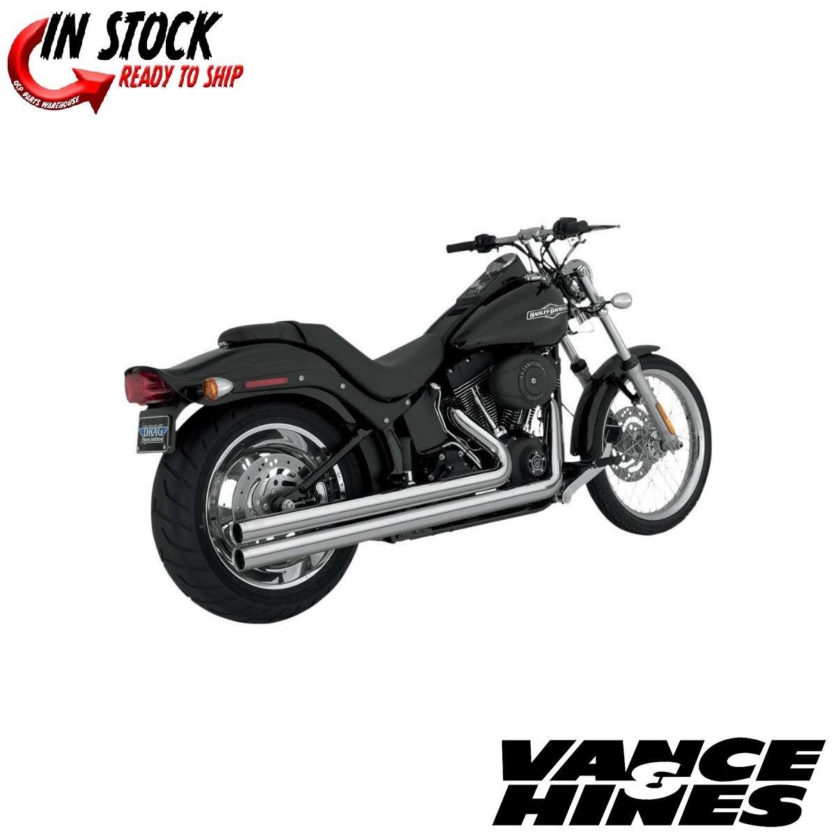 Vance & Hines Chrome Big Shots Long Exhaust for 1986-2011 Harley
