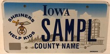 Iowa SHRINERS license plate Masonic Mystic Shrine AAONMS Children Hospital Mason