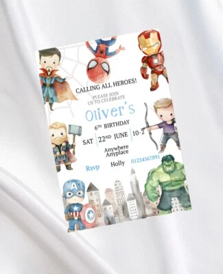 PHOENIX PARTY SUPPLIES PERSONALISED MARVEL SUPERHERO AVENGERS BIRTHDAY PARTY INVITATIONS INVITES