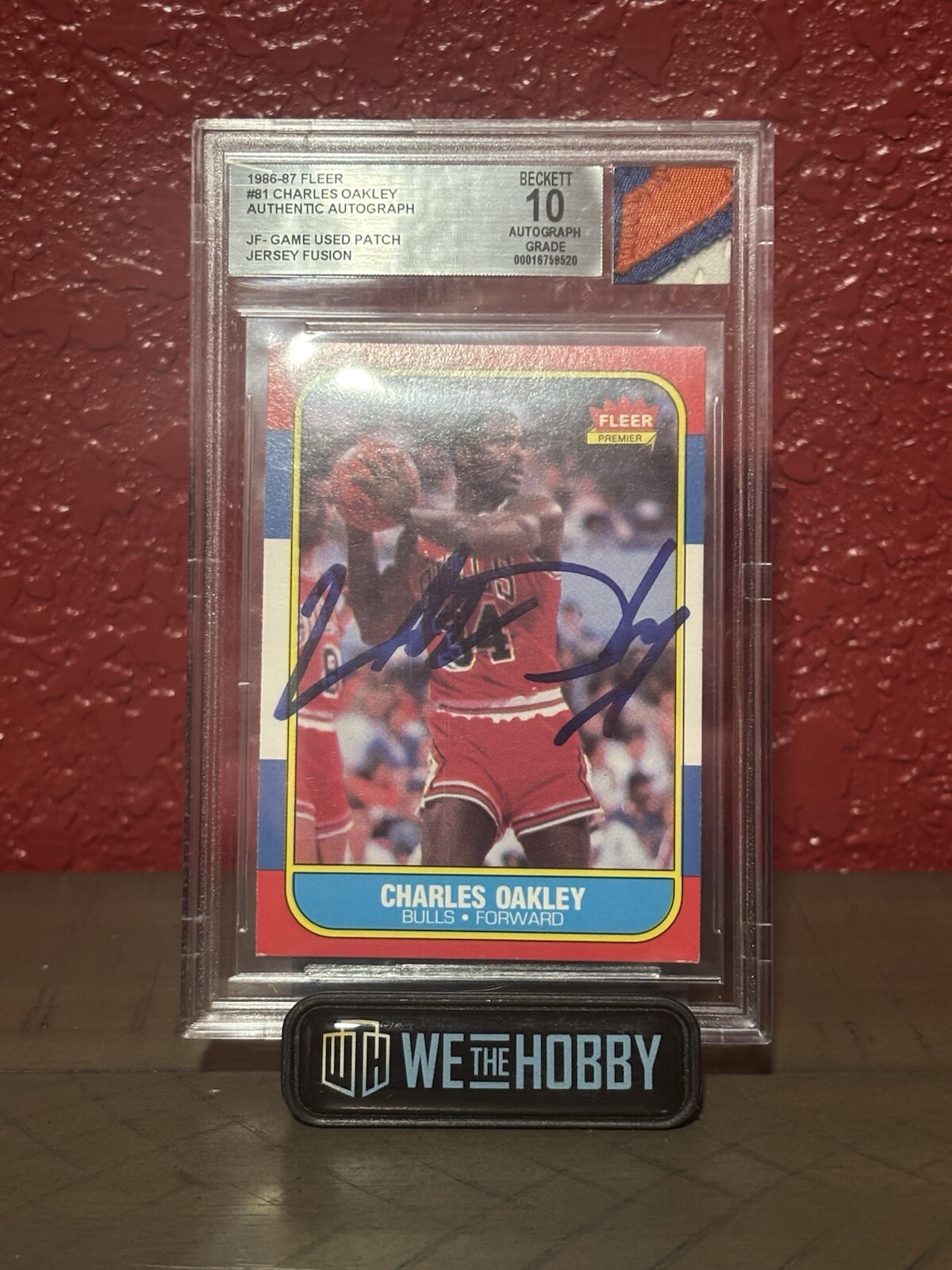 1986 Fleer Charles Oakley Authentic Autograph JF Game Used Patch Beckett Auto 10