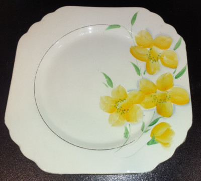 Vintage Phoenix Ware handbemalter Teller TF & S Ltd Made in England gelbe Blume