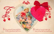 G12/ Valentine's Day Love Holiday Postcard c1910 Add-On Hearts Cupid 4