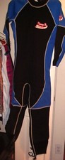 TOMMY D SPORTS Full Length Wetsuit Size M - BLUE/Black With Front Zipper