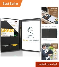 Elegant Padfolio Portfolio Organizer - Faux Leather Interview Folder Notepad