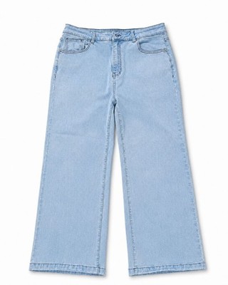 Ettelo Women's Light Wash Wide Leg Jeans Size See Description Stretch Denim Pant