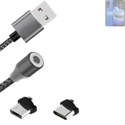 Daten-Lade-Kabel für HTC Wildfire E3 Lite mit USB-Typ C und Micro-USB-Adapter