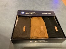 Ben Sherman Beanie Winter Hat Cap 3 Pack Dark Brown Tan & Black Cuffed NIB