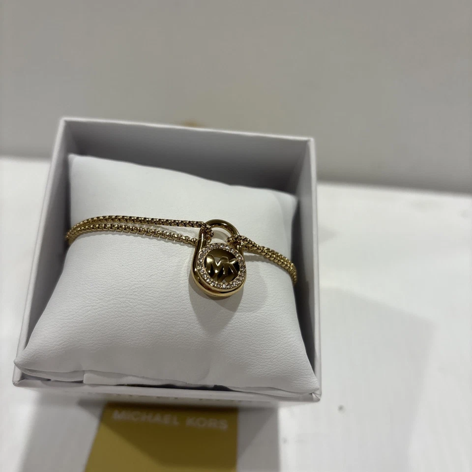 NUEVO MICHAEL KORS Pulsera Deslizante Tono Dorado Cristal Pavé Caja de Regalo Foto 3 de 4