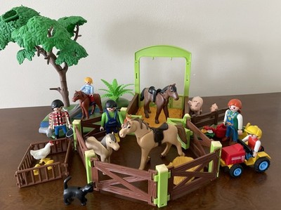 Playmobil Farm Animals Play Set w/Horses, Pigs, Chickens, Stall, Tree & More