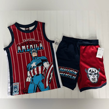 Marvel's Captain America Tank and Short Set Boys- Size 5/6