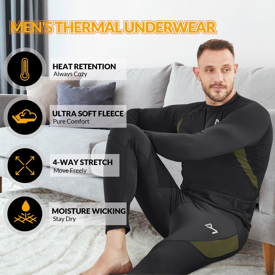 MEETHOO Long Johns Thermal Underwear for Men Base Layer Set For Winter Outdoor - Image 3 of 4