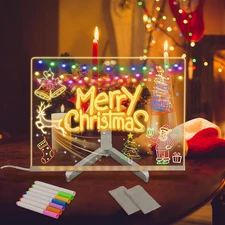 LED Note Drawing Board with 7 Colors pens, Glowing Acrylic Message Marker Boa...