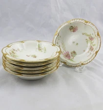 6 Haviland & Co Limoges Schleiger 235 B Double Gold Dessert Berry Bowls 4-1/2"