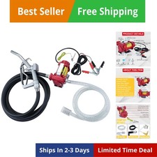 12V DC 10GPM Self-priming Gasoline Diesel Oil Fuel Transfer Pump Kit with Dis...
