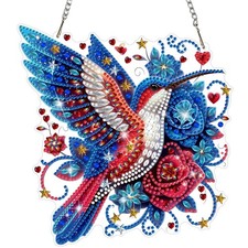 MEIYUDA Independence Day Diamond Art Hanging Kits for Adult, Hummingbird Diam...