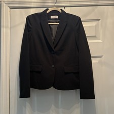 Calvin Klein Womens Black 2 Button Professional Blazer Jacket S2JT2689 Size 8