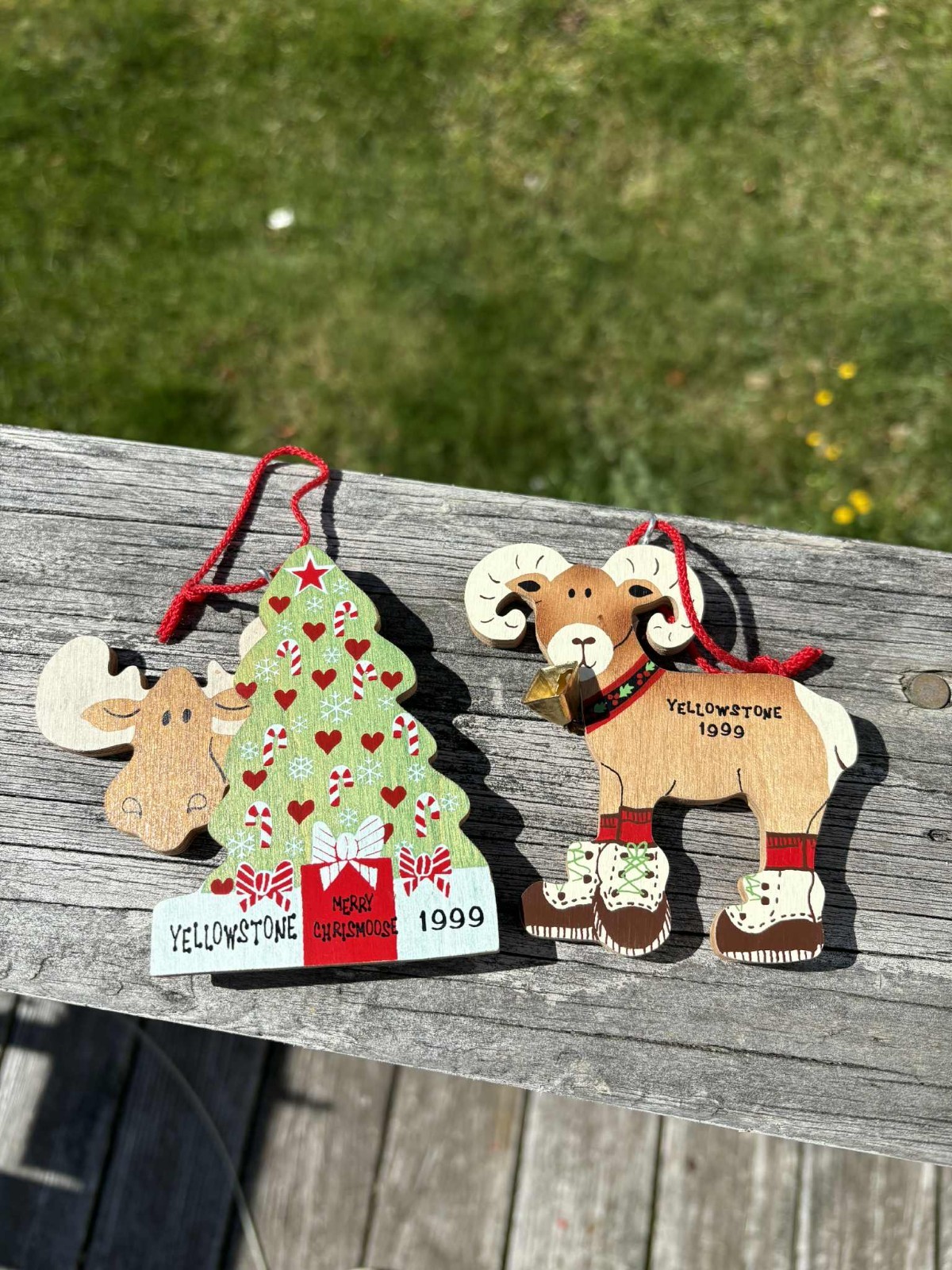 Set of 2 Mother Moose Enterprises  Ornaments from Yellow Stone 1999Moose and Ram