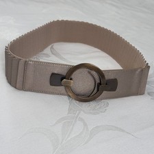 Chico's Women Size-M Belt Adrienne Bronze Faux Leather Stretch Statement