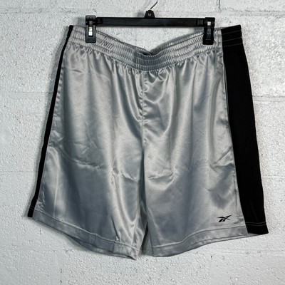 Reebok Men's Regular-Fit Mesh-Panel Satin Basketball Shorts,  Grey/black XXL 