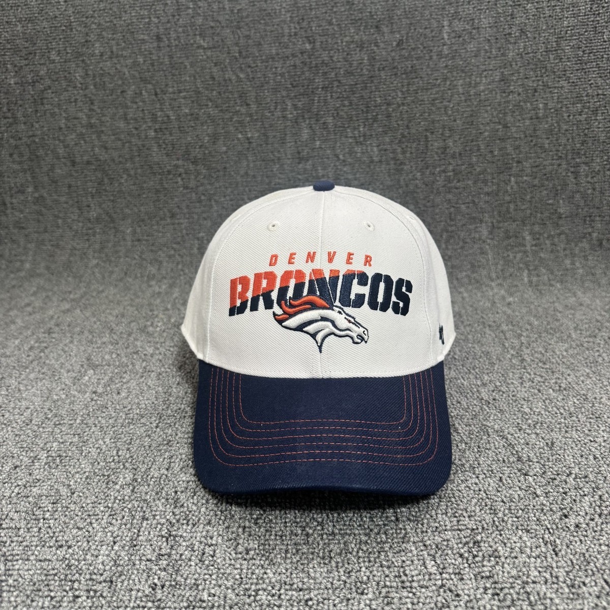 '47 Brand Denver Broncos Dad Hat Strapback White Navy OSFA NFL Cap