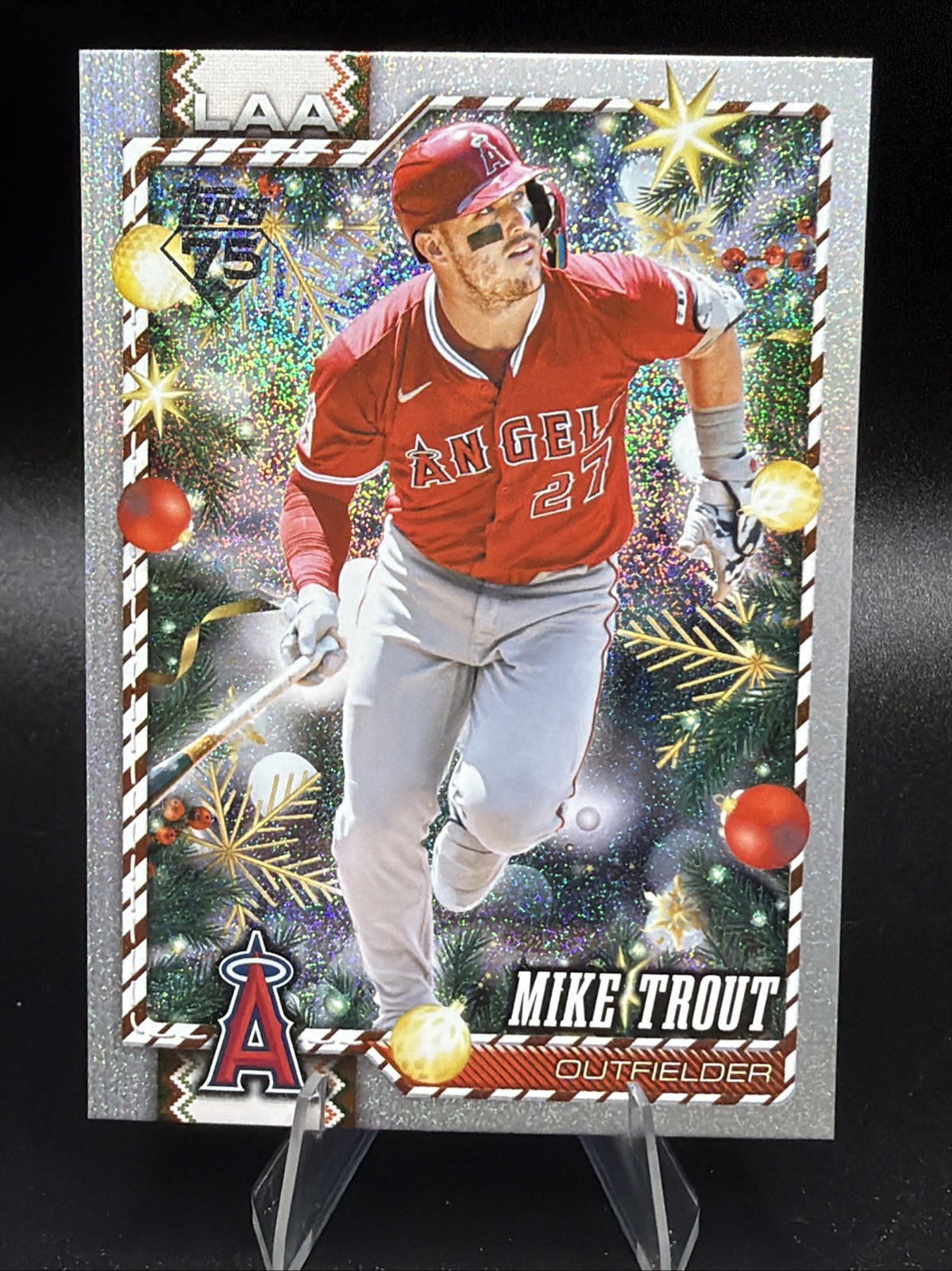 2026 Topps #350 Mike Trout Holiday Silver Glitter Parallel Angels 🎄⚾️🎄