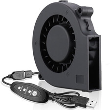 75Mm USB Blower Fan with 3 Speeds Control, 7515 5V DC Brushless Turbine Turbo Co