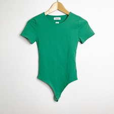 Babaton Contour Crewneck Short Sleeve Bodysuit Green 80500 Womens Small