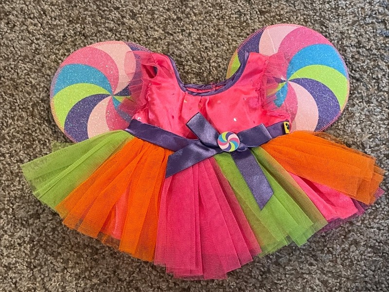 Build A Bear Lollipop Dress Candy Land Tulle Rainbow Colors Bright