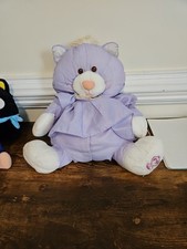 Vtg Puffalump Purple Nylon Kitty Cat Plush 15" Fisher Price Purple Dress Lace