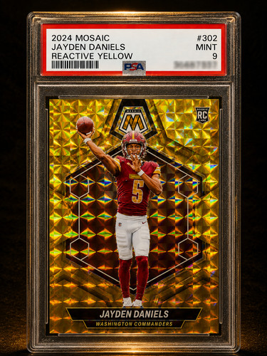 Jayden Daniels 2024 Panini Mosaic Gold Mosaic Rookie RC #302 - PSA 9